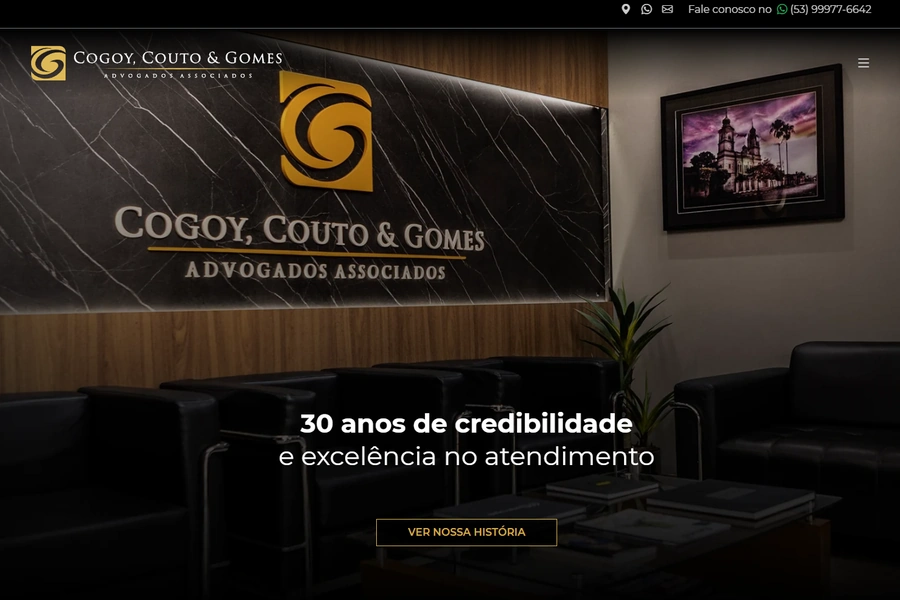 Página inicial do site do CCG Advogados Associados